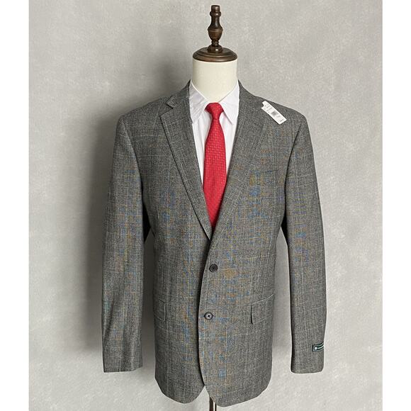 Brooks Brothers Men's 44 Long Sport Coat Grey Plaid Wool Blend NEW - Picture 1 of 10